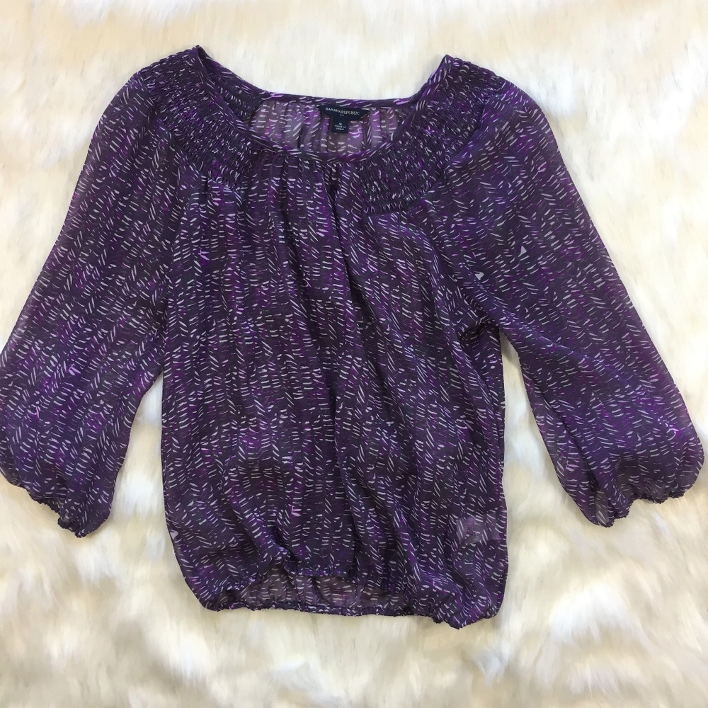 Banana Republic Sheer 3/4 Sleeve Top Size M